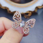 18K Gold Butterfly Aquamarine Crystal Ring | NS2401