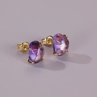 Raw Amethyst Citrine Four Claw Stud