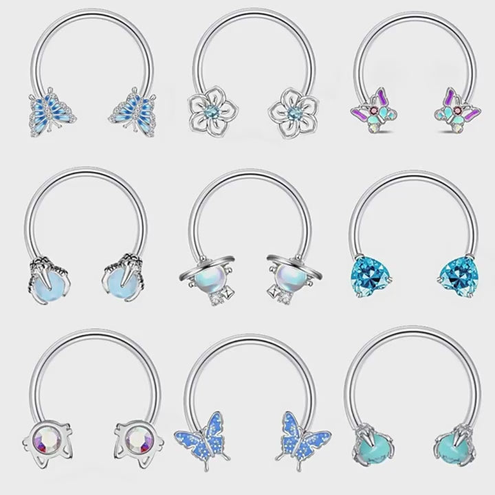 16G Surgical Steel Butterfly Horseshoe Circular Barbell