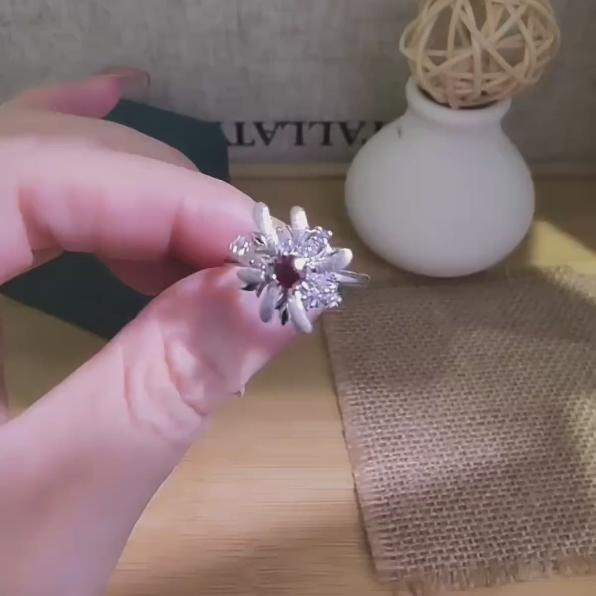 Rotation Fireworks Amethyst Fidget Ring