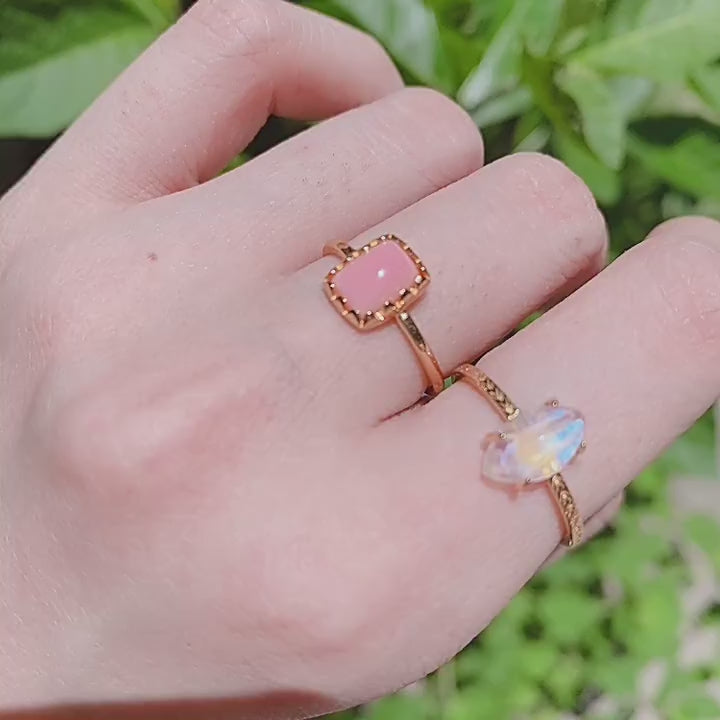 Moonstone Tulip Inspired Solitaire Ring