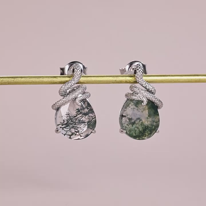 Nature inspired Moss Agate Leaf Ring