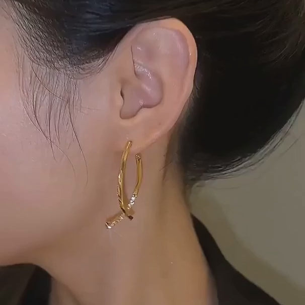 Sterling Silver Irregular Criss Cross Earrings