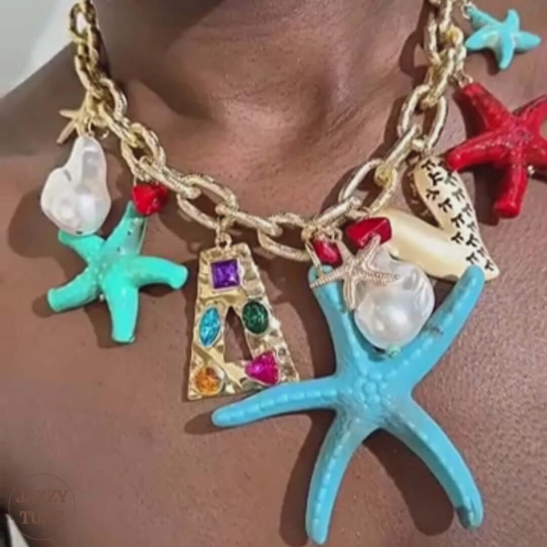 Coral Summer Beach Vacation Chain Necklace