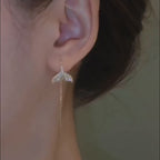 Tiny Mermaid Tail Diamond Threader Earrings