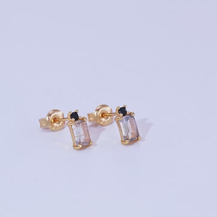 Midnight Mist Labradorite & Black Onyx Stud