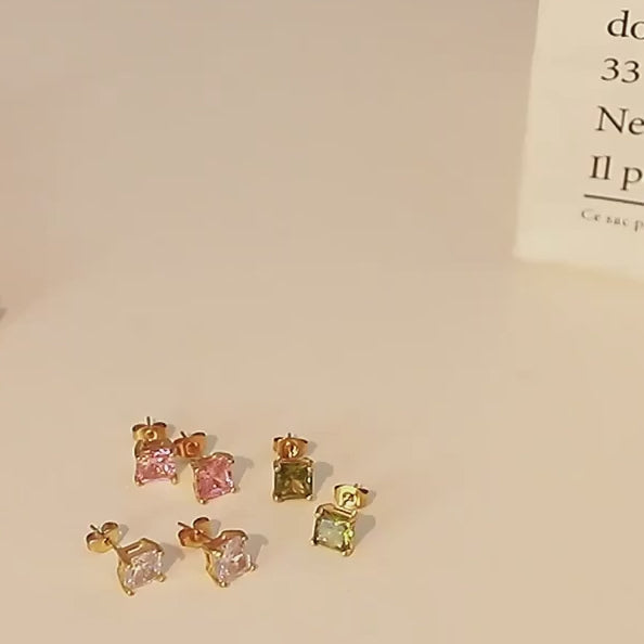 18K Gold Plated Tiny CZ Stud Earrings