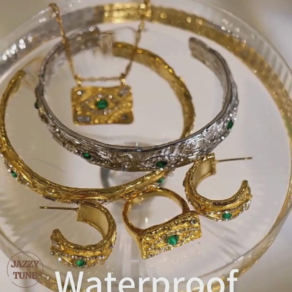 18K Gold Evil Turkish Eye Bangle Cuff Open Bracelet