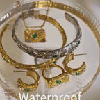 18K Gold Evil Turkish Eye Bangle Cuff Open Bracelet