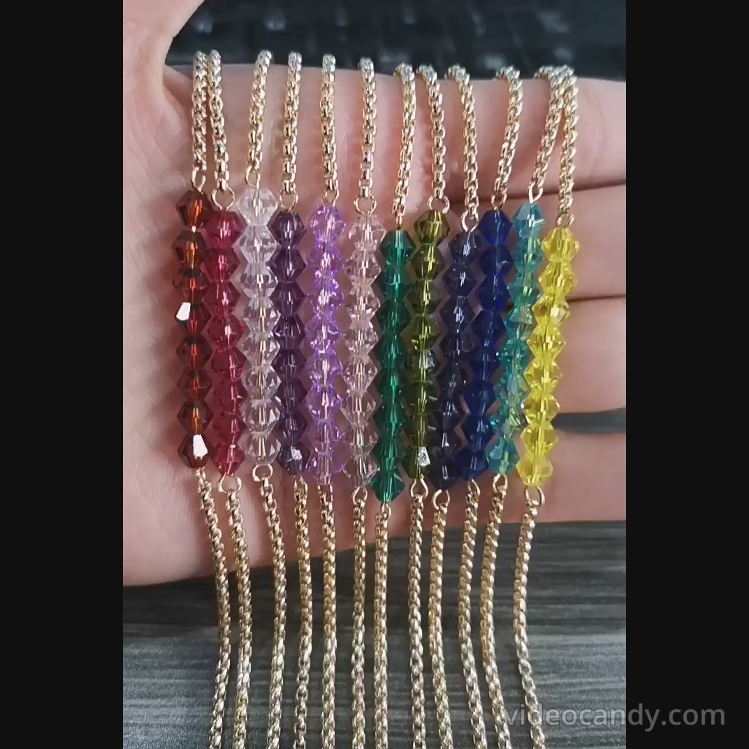 18K Gold Birthstone Beads Chain Bracelet | HSB602