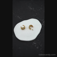 Chunky Beaded Fat Hoop Earrings Two Tone