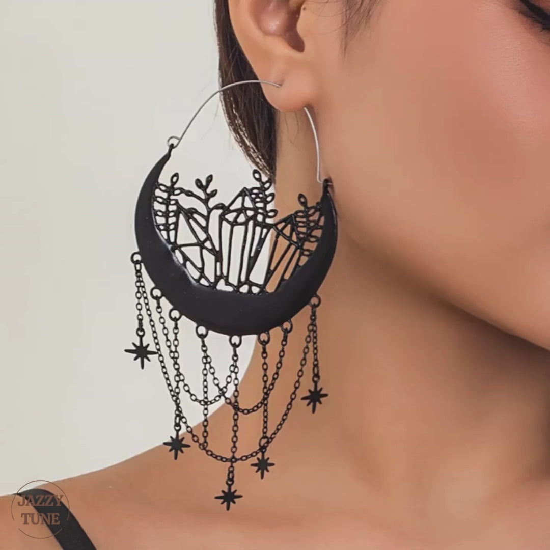 Goth Halloween Black Magic Vampire Drop Earrings