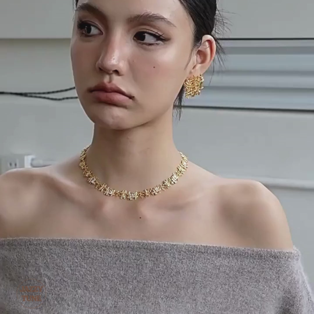 Braided Woven Dainty Choker Necklace Set