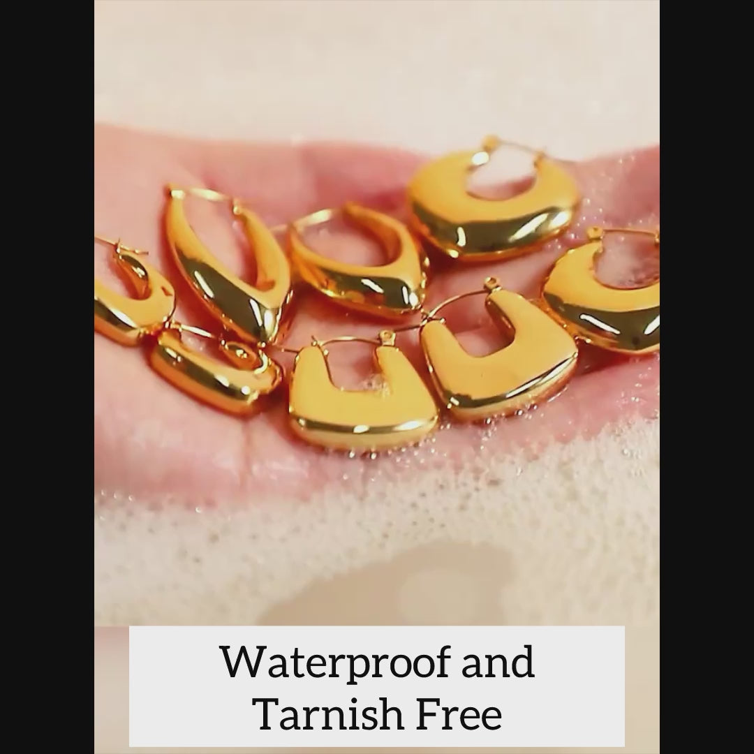 18K Gold Plated Geometric Hoop Earrings| JDE617