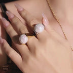 Exaggerate Pearl Gold Thumb Statement Ring