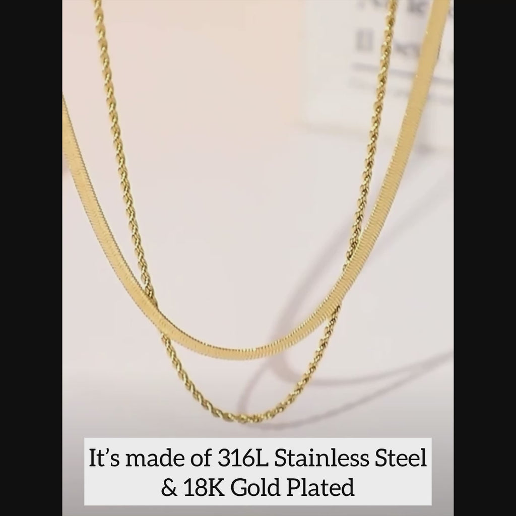 18K Gold Plated Double Strand Snake Chain Necklace