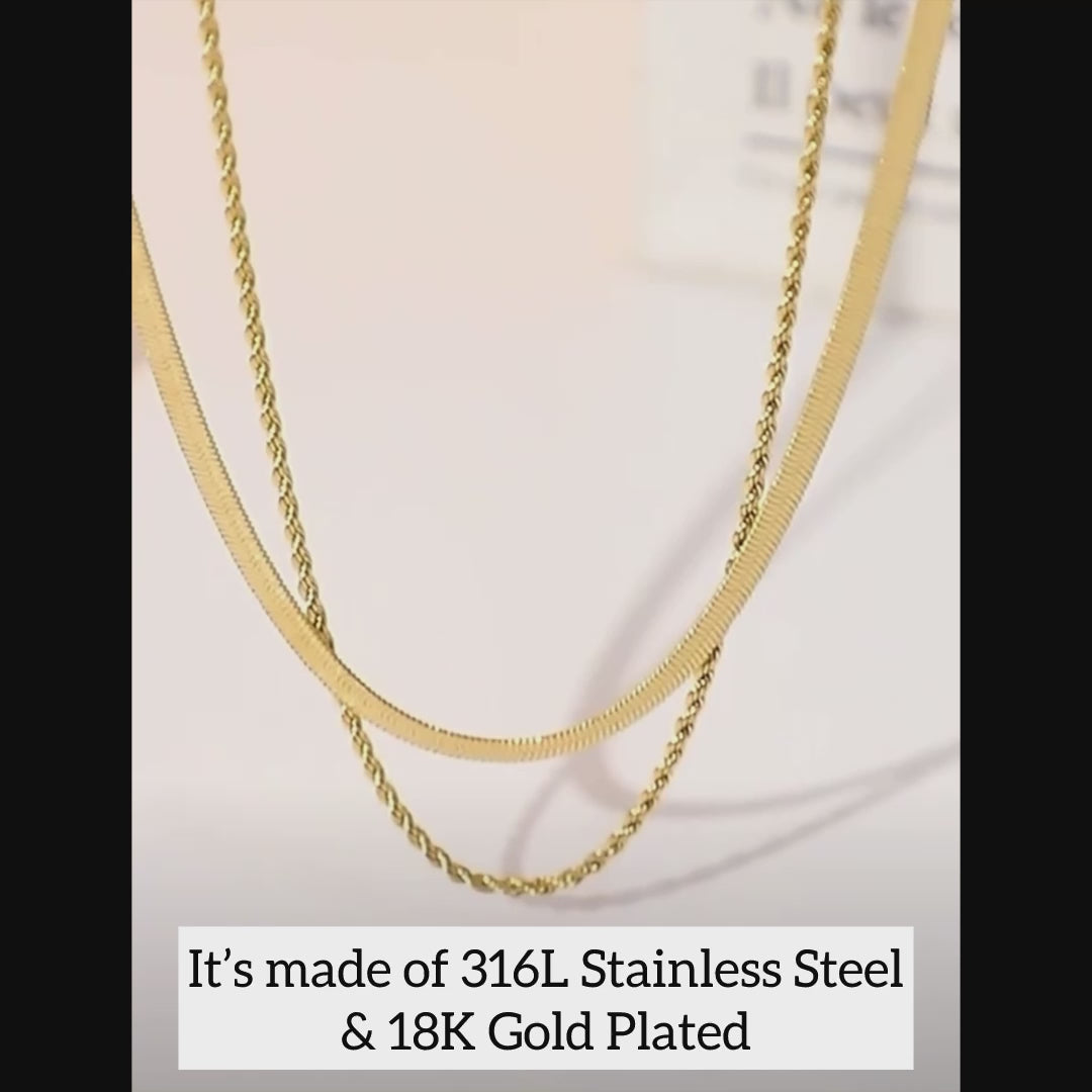 18K Gold Plated Double Strand Snake Chain Necklace