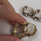 Sparkly Black Crystal Hoop Earrings | A7487