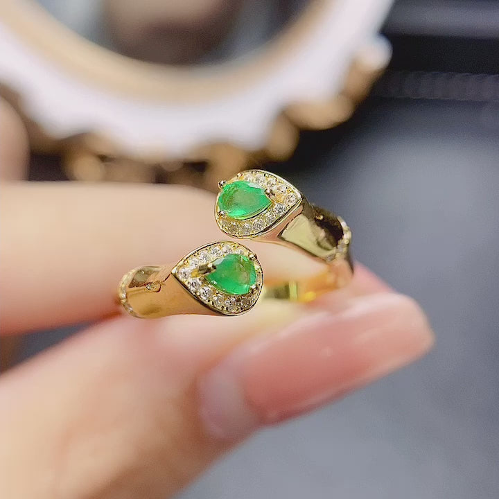 18K Gold Statement Snake Emerald Ring