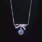 Ribbon Bow Moissanite Pendant Necklace