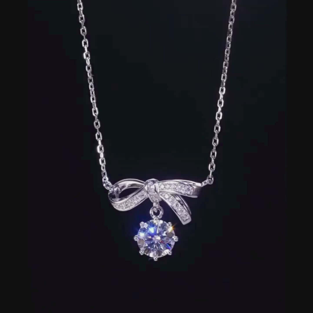 Ribbon Bow Moissanite Pendant Necklace