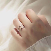 Sterling Silver Antler Deer Adjustable Ring