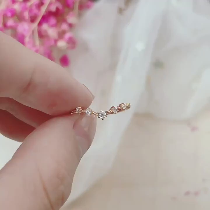 Gold Curved Eternity Stackable V Ring