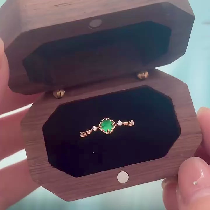 14K Gold Plated Minimalist Emerald Promise Ring | TB2026