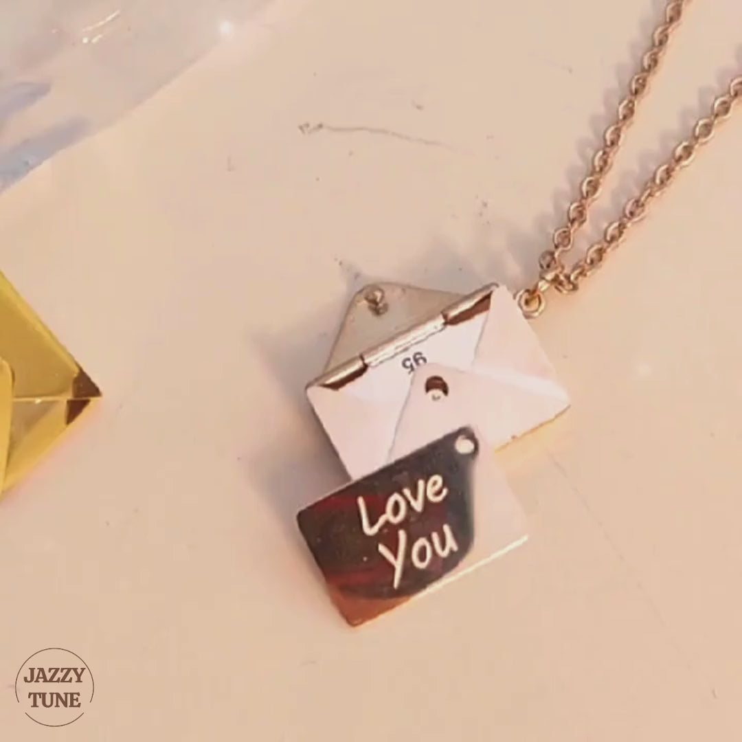 Custom Envelope Engraving Love Couple Necklace | D0005