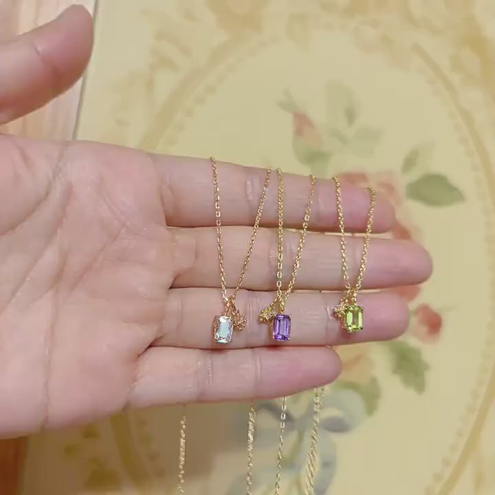 Make A Wish Amethyst Peridot Necklace with Snowflake
