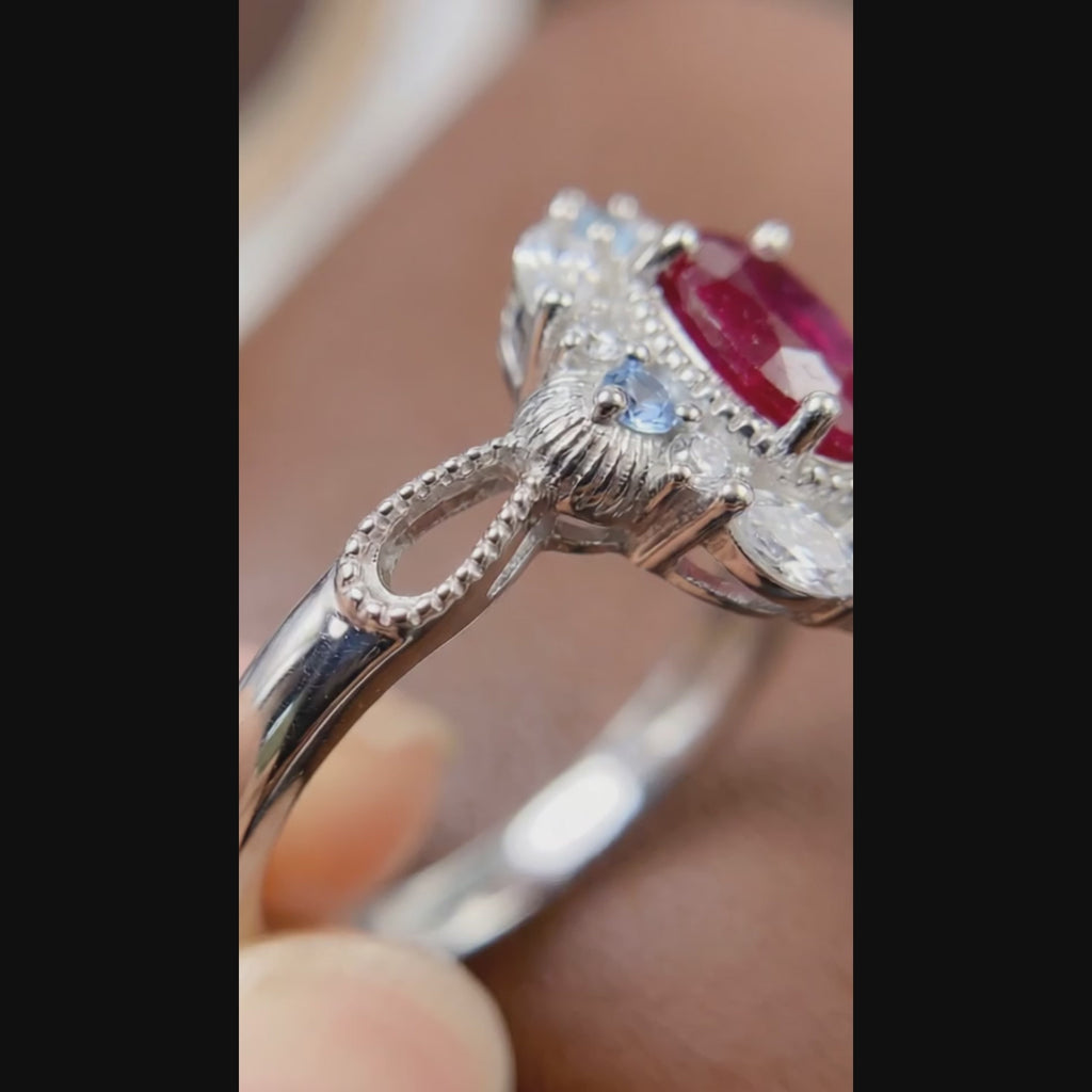 Vintage Filigree Red Ruby Ring