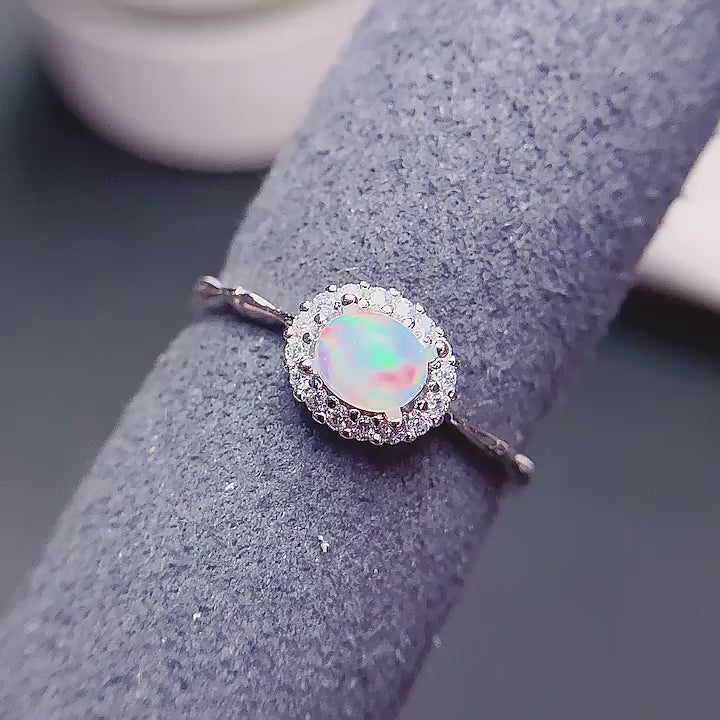 18K Gold Opal Ring Libra Birthstone Ring | FME - R057