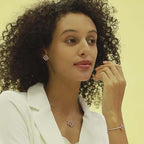 Retro Lab Crafted Emerald Ruby Clover Necklace