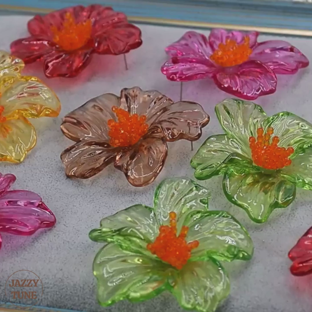 Colorful Resin Flower Statement Earrings | EH823