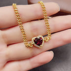 Garnet Heart Gemstone Bracelet