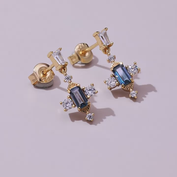 Royal London Blue Baguette Earring