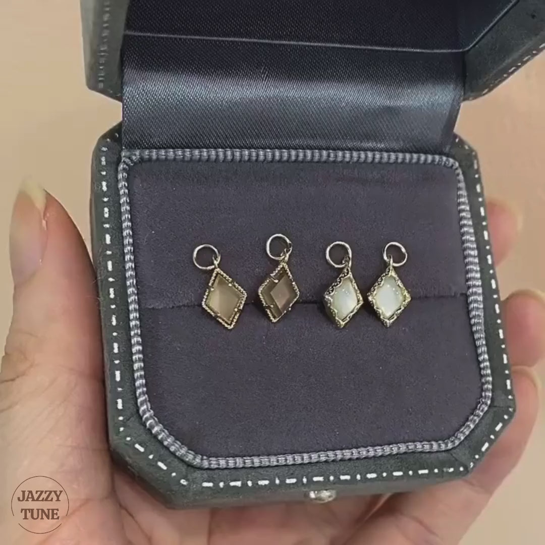 Mystery Celestial Brown Quartz Rhombus Drop Earrings | HE249