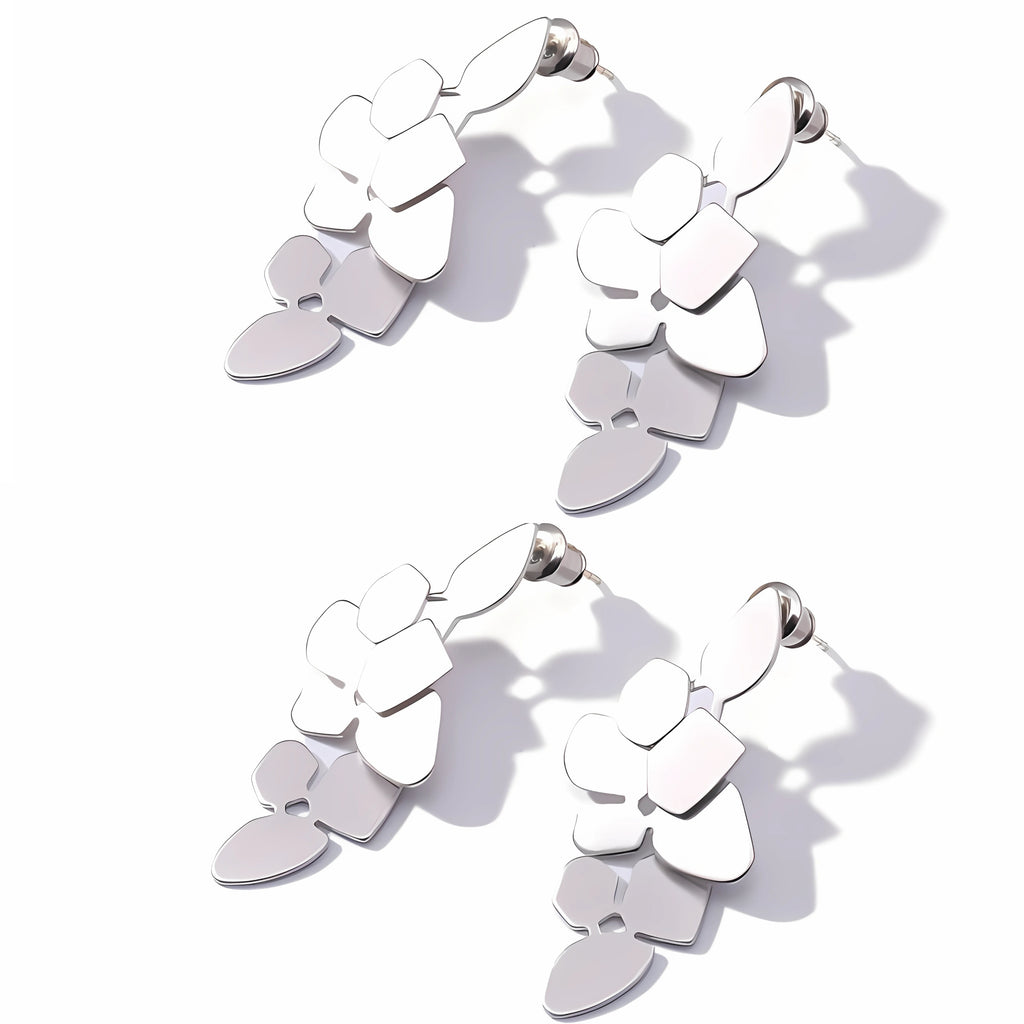 Large Cascading Metallic Abstract Drop Earrings | T44