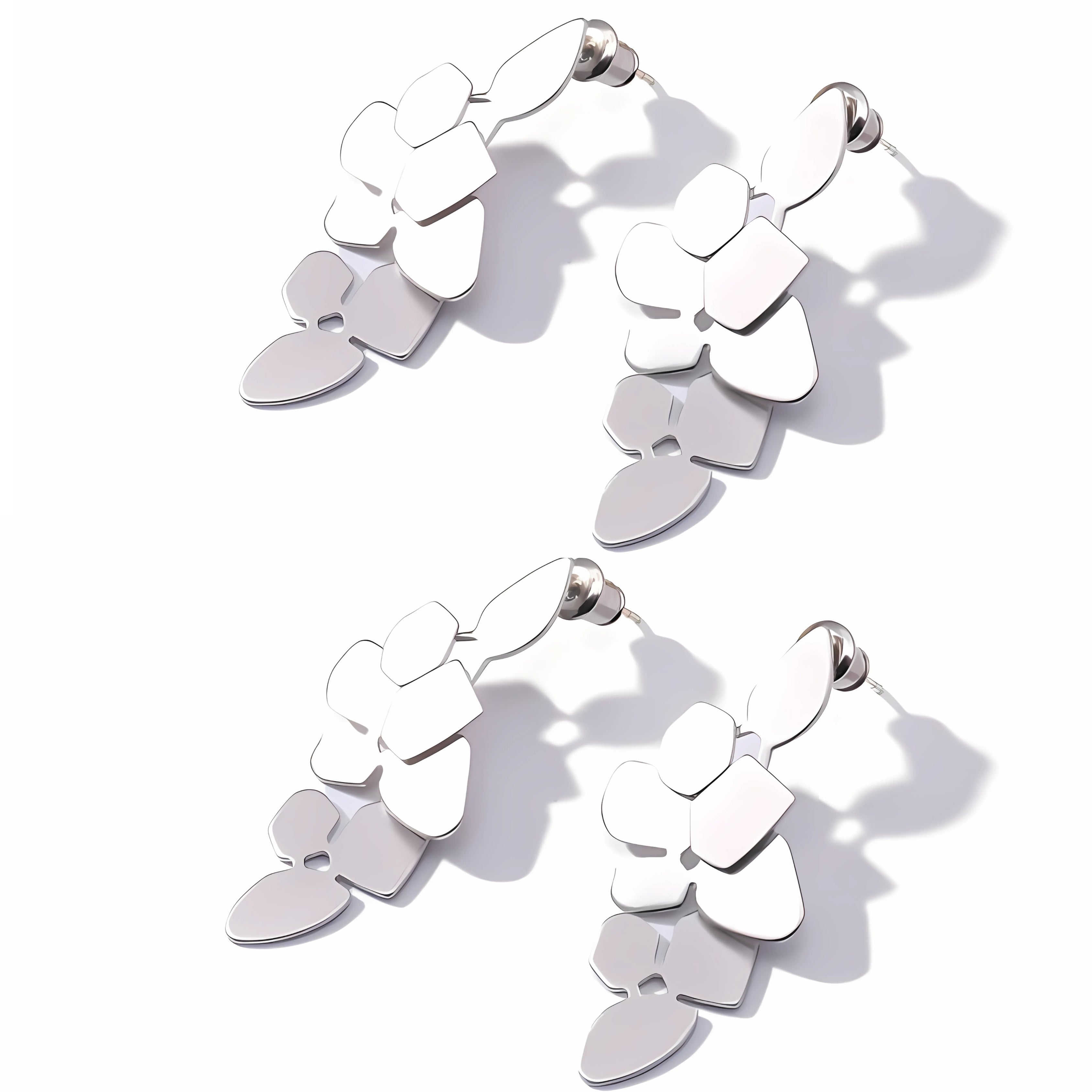 Large Cascading Metallic Abstract Drop Earrings | T44