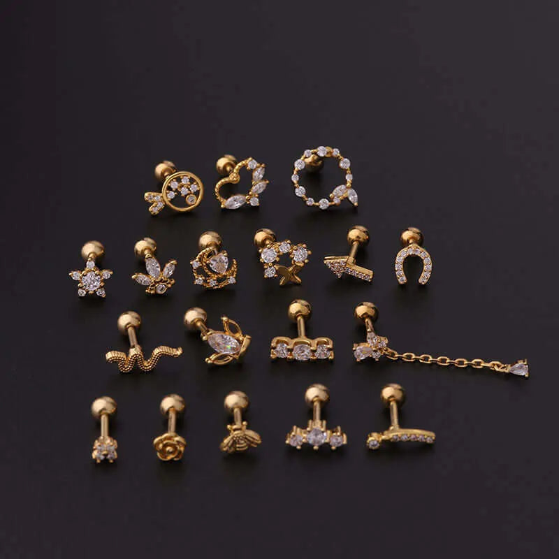 snake and arrow gold cartilage earrings 