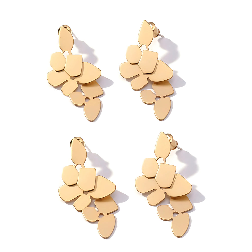 Large Cascading Metallic Abstract Drop Earrings | T44