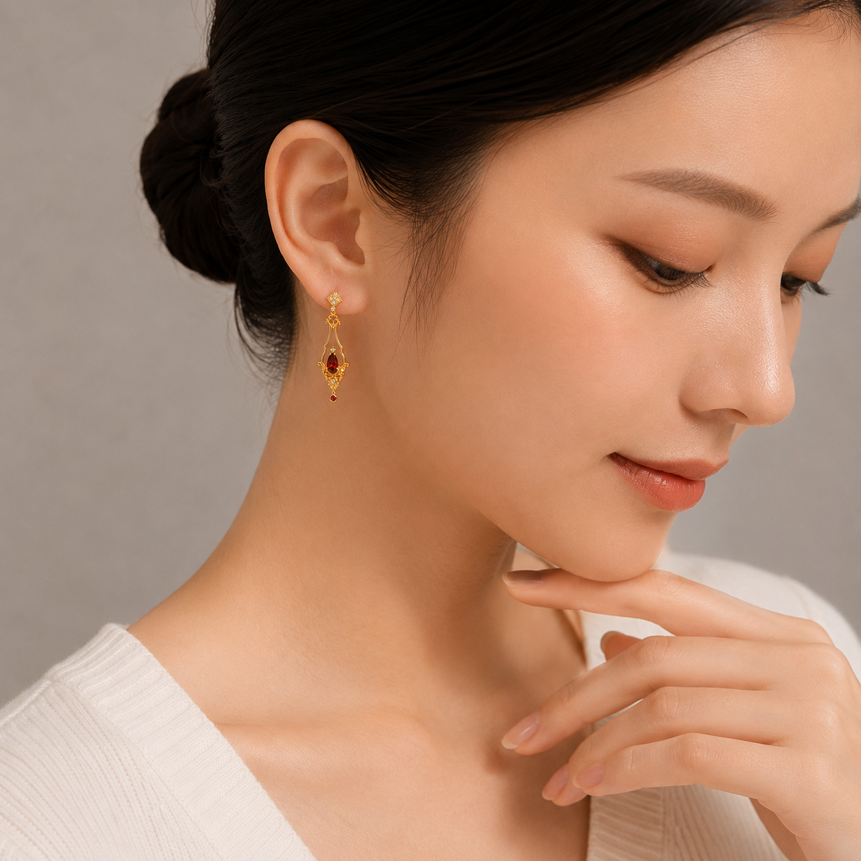 Garnet Drop Earrings 
